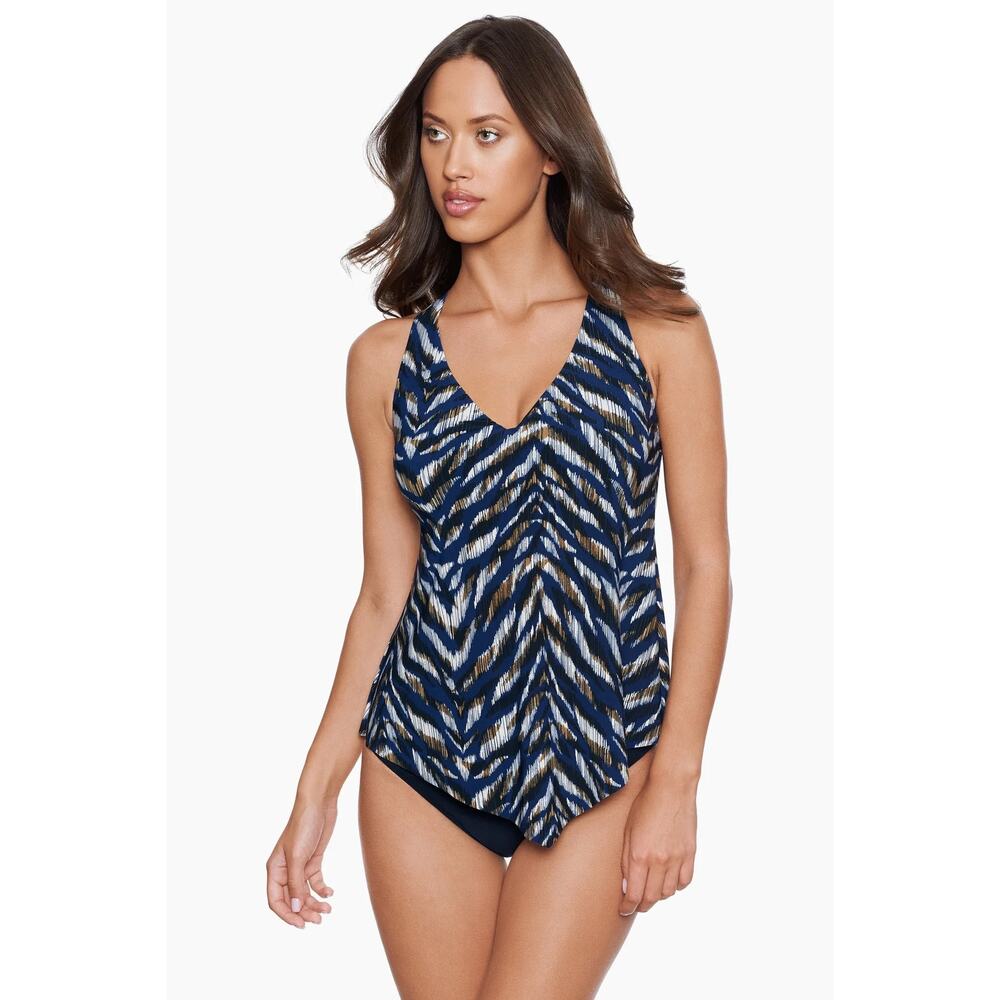 Magicsuit Taylor Printed Tankini Swimsuit Top in Neutral Territory Size 16 NWT